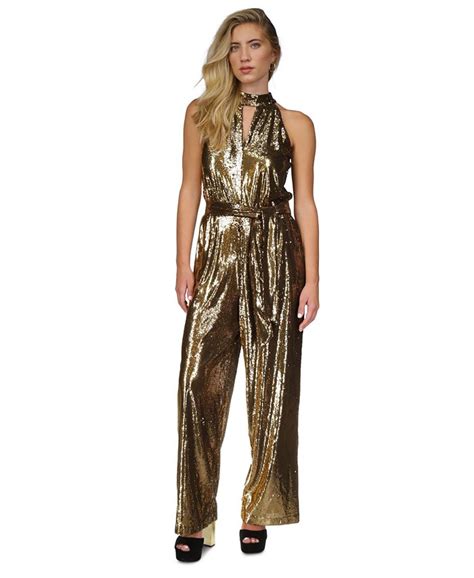 macys michael kors jumpsuit|michael kors embellished halter jumpsuit.